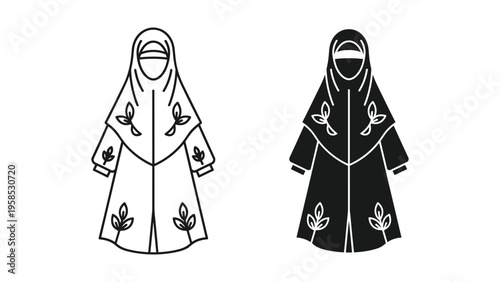 Hijab Muslim Woman Fashion Symbol Line Art Icon