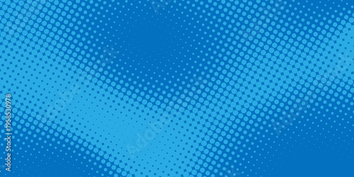 Cyan blue pop art background with halftone polka dots in retro comic style