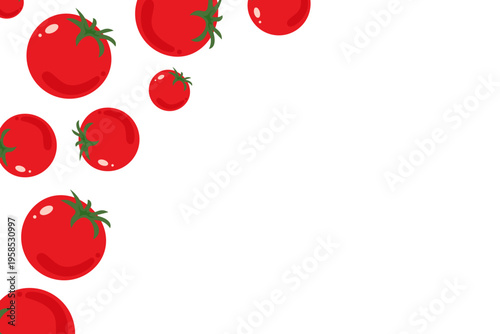 Ripe red tomato isolated PNG on transparent background, fresh vegetable with green stem and leaves for healthy eating and cooking