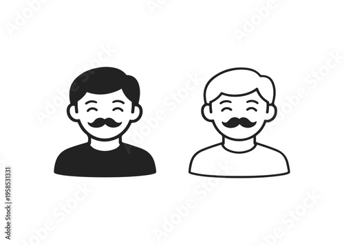 man with a mustache flat icon set
Vector flat icon set isolated on a white background