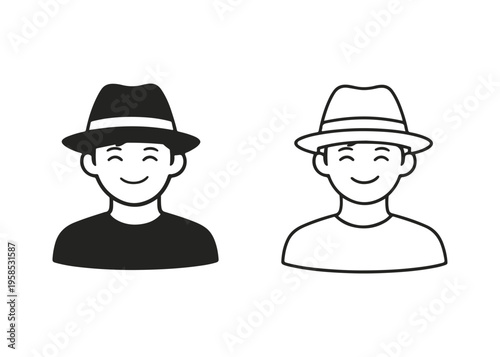 man in a hat flat icon set
Vector flat icon set isolated on a white background