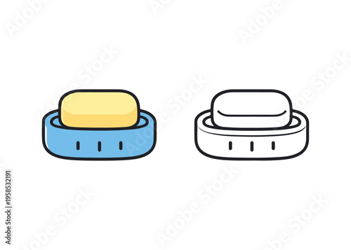 soap dish with soap flat icon set
Vector flat icon set isolated on a white background