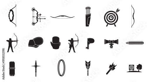 Historical and modern symbols related to archery and hunting equipment