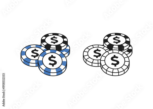 casino chips flat icon set
Vector flat icon set isolated on a white background