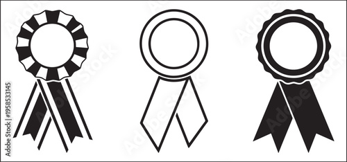 Three distinct ribbon medals showcasing different design styles and color contrasts