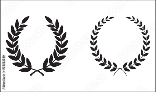 Classic laurel wreaths symbolizing victory and honor in contrasting styles