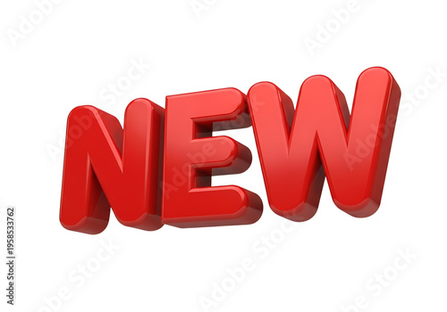 A large red 3D text saying NEW on a transparent background, indicating something fresh and modern