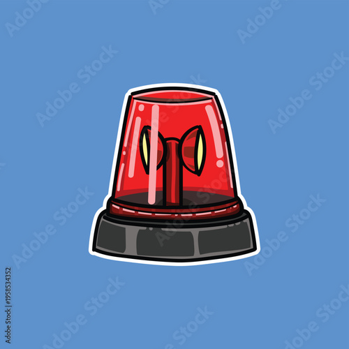 Red Emergency Siren Light Icon Alert Alarm Beacon For Warning, Police, Ambulance And Rescue