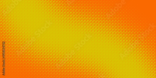 Bright orange pop art background in retro comic book style with halftone dot design