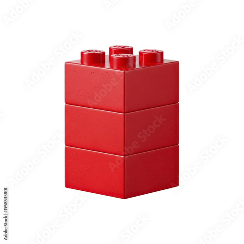 Red toy building block stacked