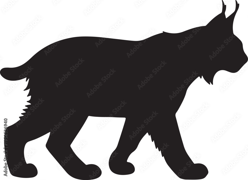 Obraz premium Walking Bobcat Silhouette Profile Side View
