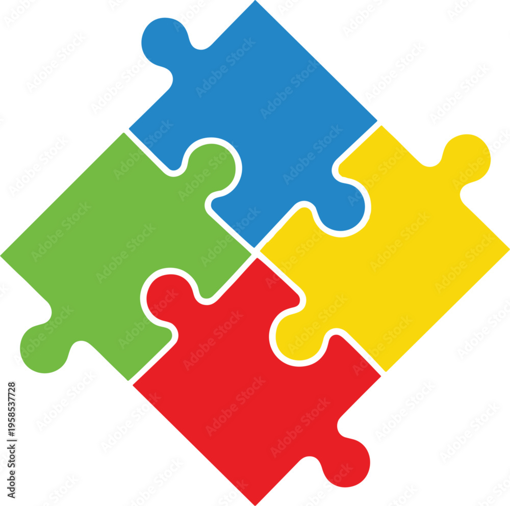 Fototapeta premium Colorful Puzzle Piece Icon for Problem Solving, Strategy, and Teamwork Concepts.