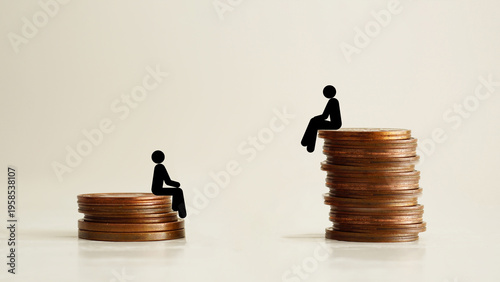 Foto Pay gap and wage inequality concept with uneven income levels, salary difference