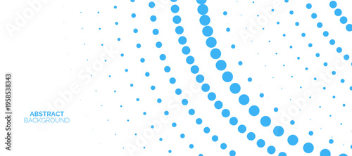 Bright blue minimal dotted lines abstract background. White abstract background with blue circle. halftone dots decoration. Modern banner template. Digital future technology concept.