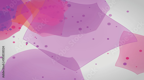 Purple and pink translucent watercolor poster blends alongside subtle drops. A contemporary vector illustration background designed for cosmetic branding or elegant website banners. 