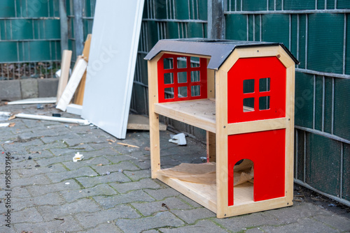 Bulky waste, Discarded household furniture placed outdoor, Changing family life and unused household items in residential neighborhood, collecting and recycling reduce environmental pollution