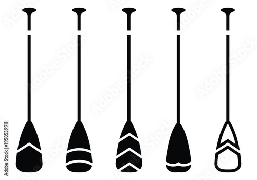 Boat Paddle Vector  Rowing Oar  Water Sport Equipment Illustration.