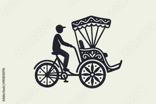 Traditional Cycle Rickshaw Silhouette Icon