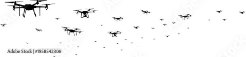 Vektor Silhouette - Drohnen am Himmel 