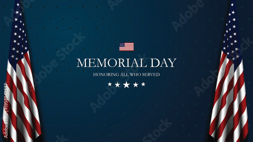 Memorial day tribute with american flags