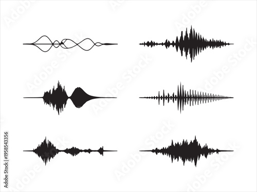 Sound waves element set, Audio Waveforms Set, Sound Waves Equalizer Collection, Music Signal Visual Elements Pack