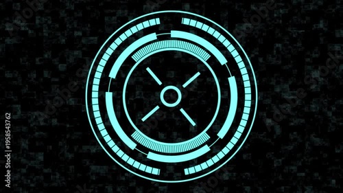 Futuristic Circular HUD Interface with Digital Grid animated Background technology