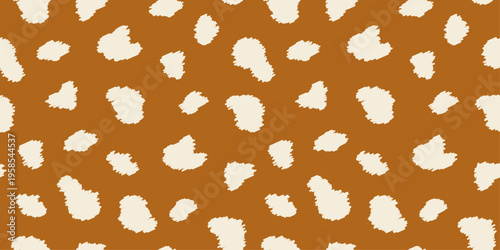Quadro su tela Seamless animal skin pattern with irregular shapes in brown and beige tones