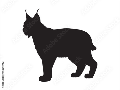 Black lynx silhouette vector, Lynx Wild Cat Silhouette Wildlife Animal Vector Illustration