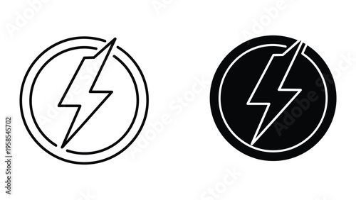 Lightning Bolt Circle Icon Energy Power Symbol