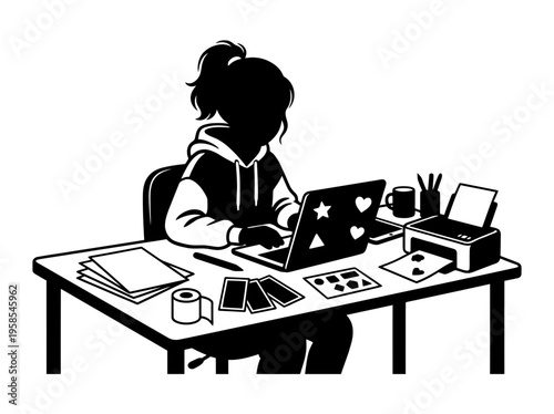 Young maker building robot with stem tools at creative table