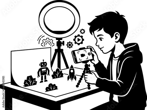 Sibling tutoring child at computer with digital learning activities