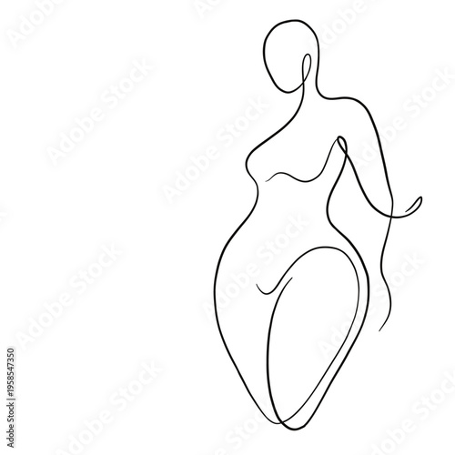 Minimalist continuous line drawing of an abstract female body silhouette. Modern artistic illustration suitable for beauty branding, posters, wellness design and contemporary decor