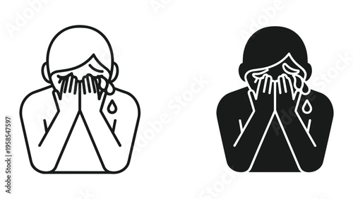 Crying Person Grief Icon Emotion Illustration Sadness