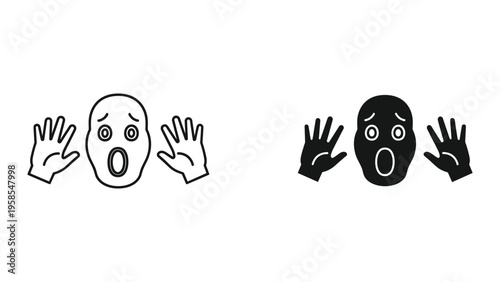 Scared Face Hands Fear Icon Graphic