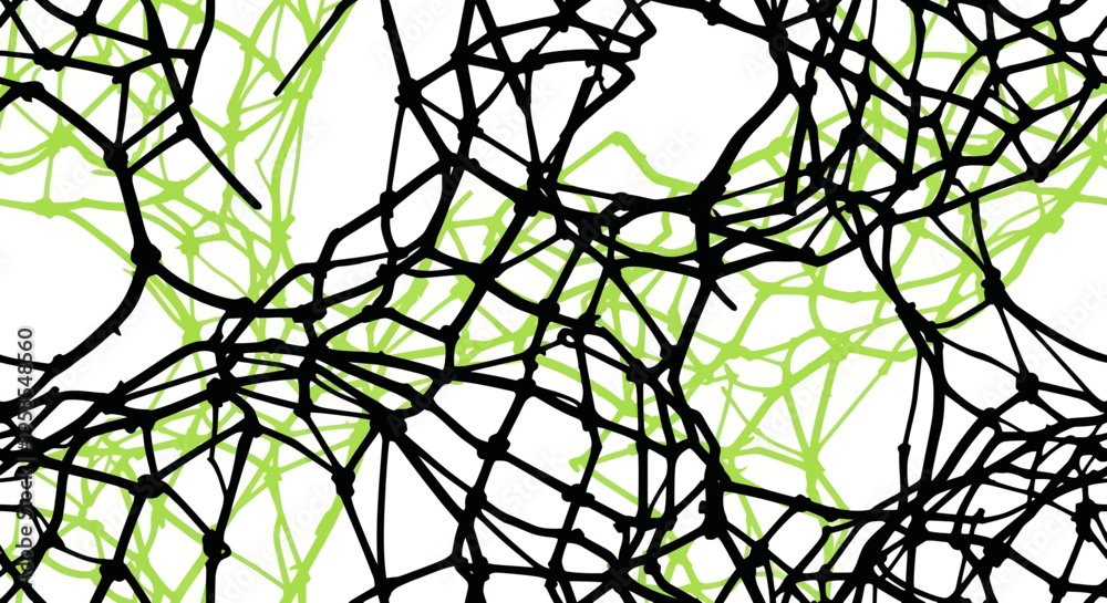 Fototapeta premium Abstract Black and Green Interconnected Web Pattern
