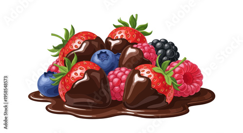 Chocolate Dipped Berries: Strawberries, Blueberries, Raspberries, Blackberries Assortment