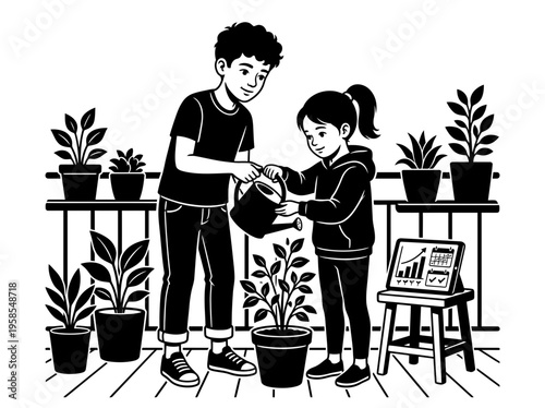 Child studying insects with science cards and diagrams