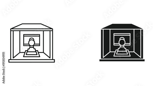 Person Computer Desk Isolated Control Room Scene