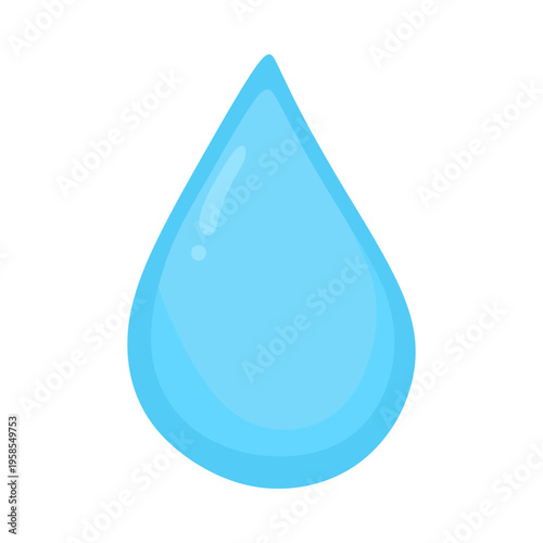 A simple blue water drop icon on a white background
