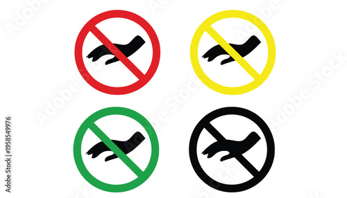 A set of colorful no smoking icons with cigarette silhouettes