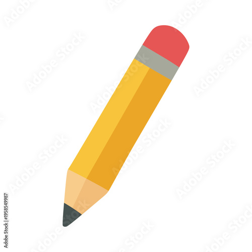 A colorful illustration of a pencil with a red eraser on a white background
