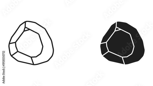 Gemstone Facet Outline Solid Symbol Value