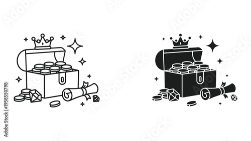 Treasure Chest Coins Gem Crown Royalty Reward