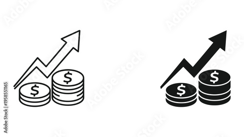 Coin Stack Growth Arrow Financial Success Concept