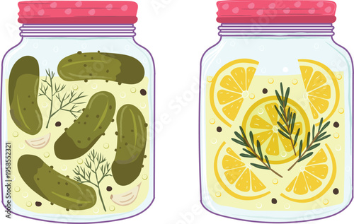 jar of pickled cucumbers clipart vector illustration 