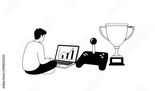 Reward achievement gamification strategy vector illustration business concept