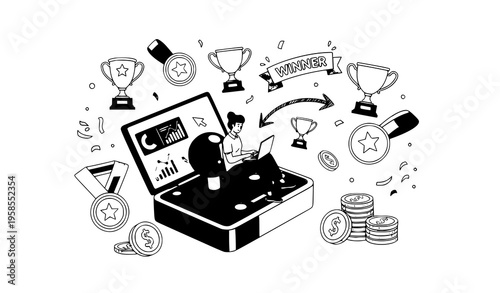 Customer engagement gamification concept vector illustration reward system