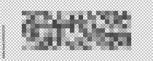Censor blur checkered texture on transparent background. Mosaic pattern with pixel effect to hide text, image or another forbidden, unwanted or privacy content. Vector graphic illustration