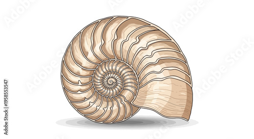 nautilus shell spiral fossil illustration