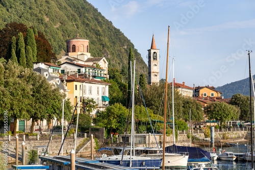 Wallpaper Mural Picturesque port and lakeside promenade of Laveno-Mombello, a tourist resort on the shore of Lake Maggiore in the province of Varese, Lombardy, Italy Torontodigital.ca